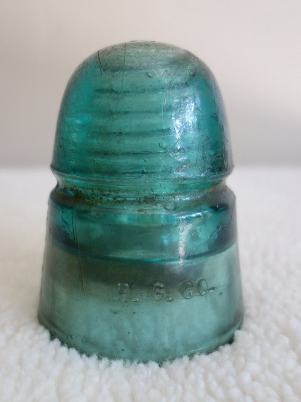 Vntg H.G. CO Aqua Blue Glass Electric Insulator